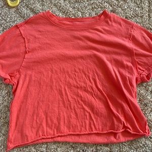 bright pink free people crop tee